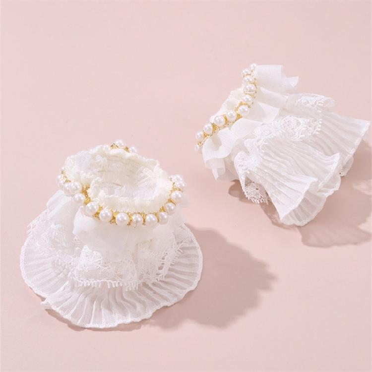 Lace Wrist Cuffs Pair for Historical Costume Parties Decorative Bowknot Lace Wristband for Cosplay and Fashion