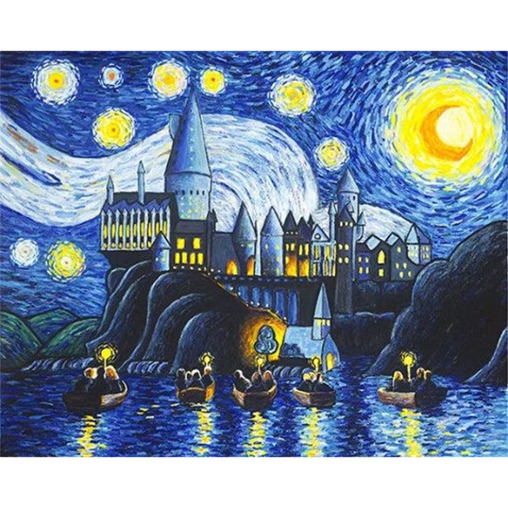 Zamek Harry'ego Pottera Magia Diamentowe Malowanie Sztuczna Mozaika Haft Krzyżykowy Łazienka 5D DIY Wzór Artystyczny Tworzenie