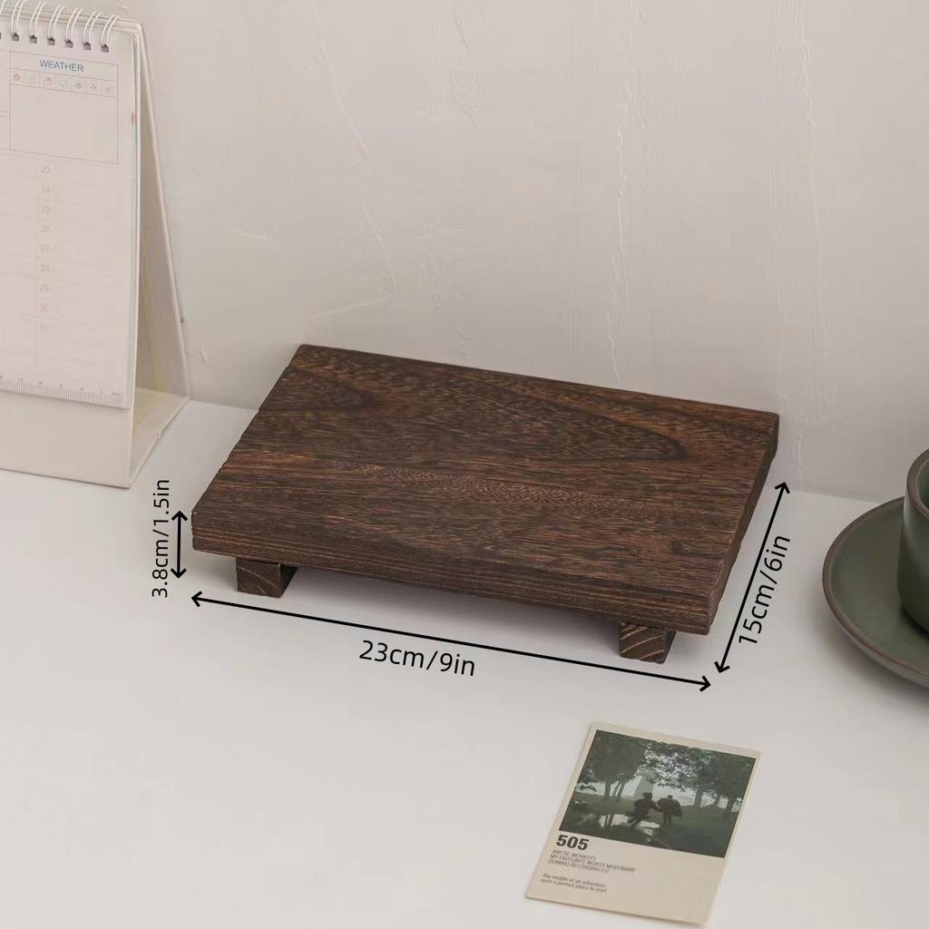 1pc Wooden Base Decor, Wooden Stand Tray Soap, Natural Wooden Bathroom Shelf, Kitchen Sink Holder Soap Tray