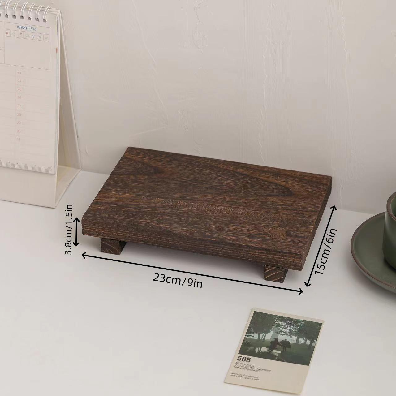 

1pc Wooden Base Decor, Wooden Stand Tray Soap, Natural Wooden Bathroom Shelf, Kitchen Sink Holder Soap Tray коричневый