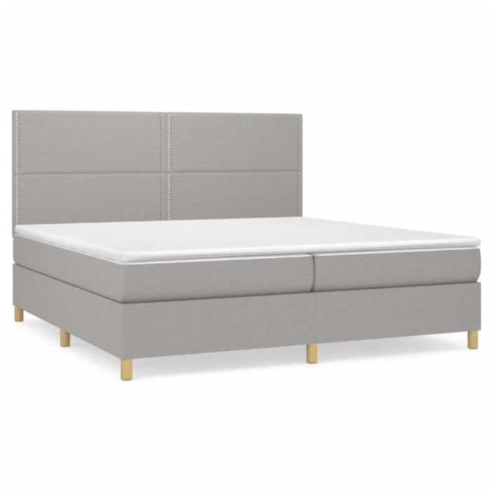 3142281 vidaXL Divan Bed with Mattress Light Grey 200x200cm Fabric