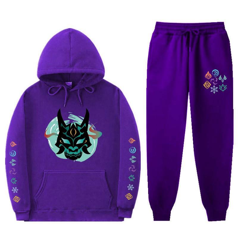Mens Casual Hooded Sweatshirt Set With Slim Fit Jogger Pants Daily Wear Light Exercise