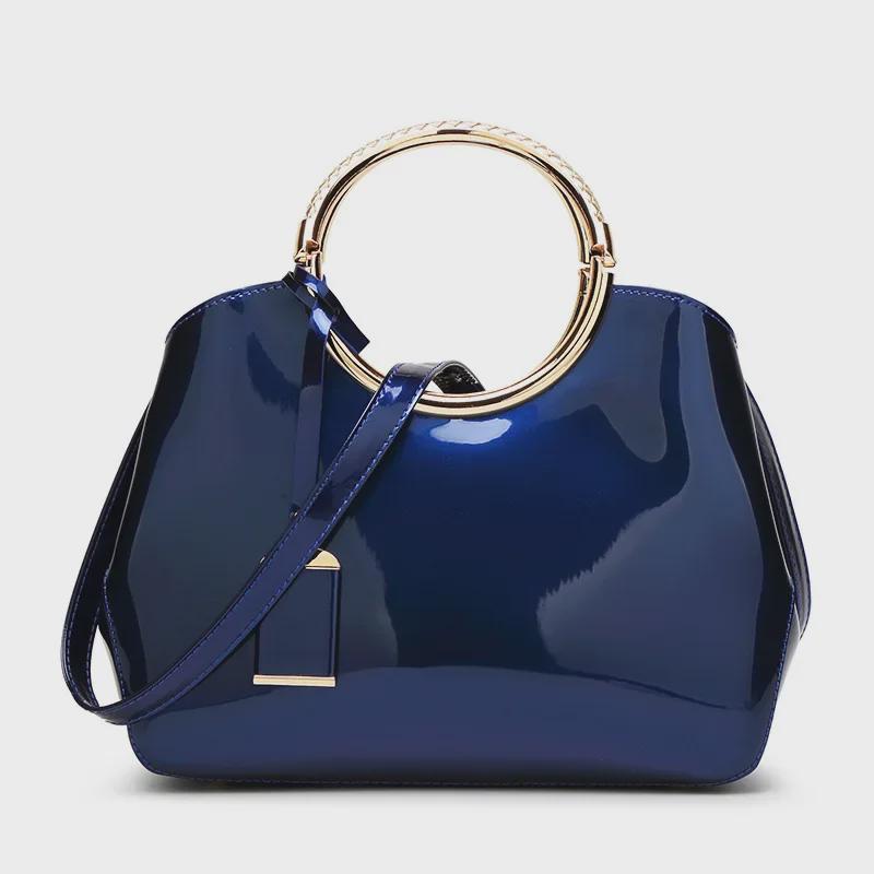 2019 Women's Shiny Patent Leather Shoulder Bag - European & American Fashion, Textured Handbag, Large Capacity
