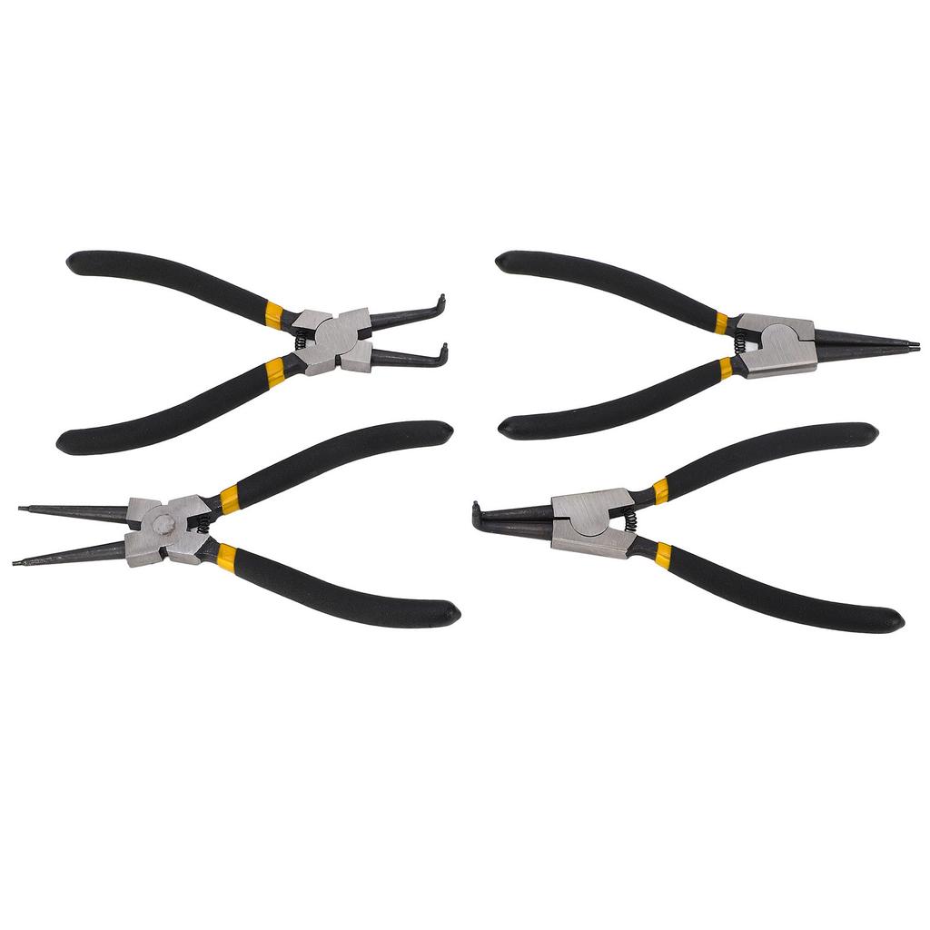 4PCs Circlip Pliers Set Steel Ring Plier Plastic Coated Handle Anti Oxidation Hand Operated Tool(Noir Double Section 7
