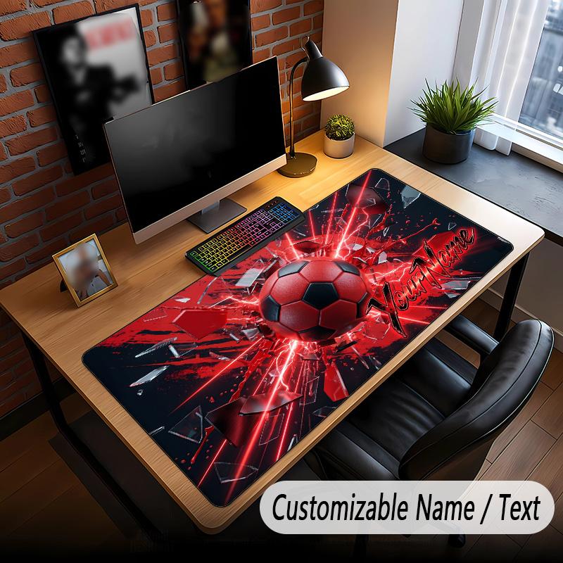 Soccer Theme Custom Mouse Pad Personalized With Name Text Customized Desk Mat For Office Home Decor