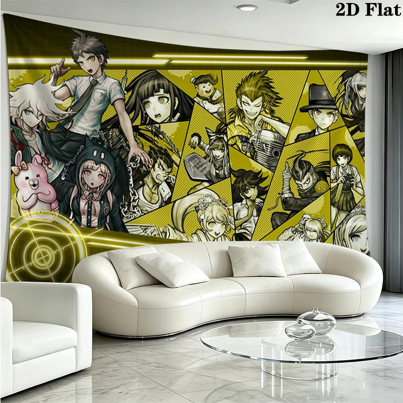 Dangan Ronpa Wall Tapestry Aesthetic Wall Hanging Printed Fabric Blanket Decorative Tapestries for Bedroom Living Room Home Decor