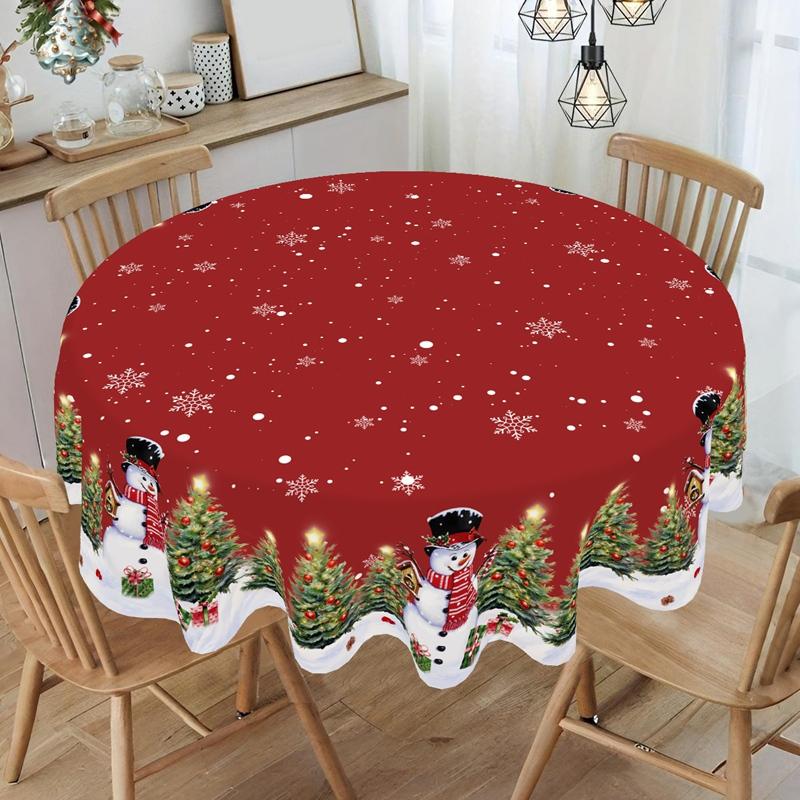Rustic Christmas Tablecloth New Year 2026 Snowman Table Cover Christmas Party Table Decorations for Home 2026 Xmas Gifts Navidad