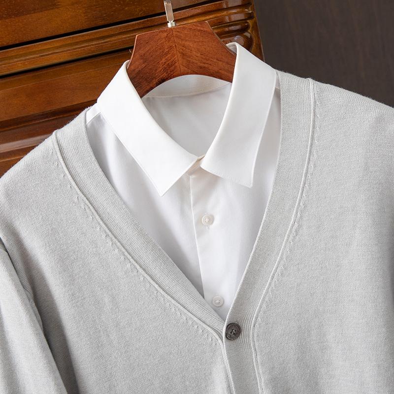 Men's Classic V-Neck Single-Breasted Korean-Style Loose Knit Cardigan Sweater