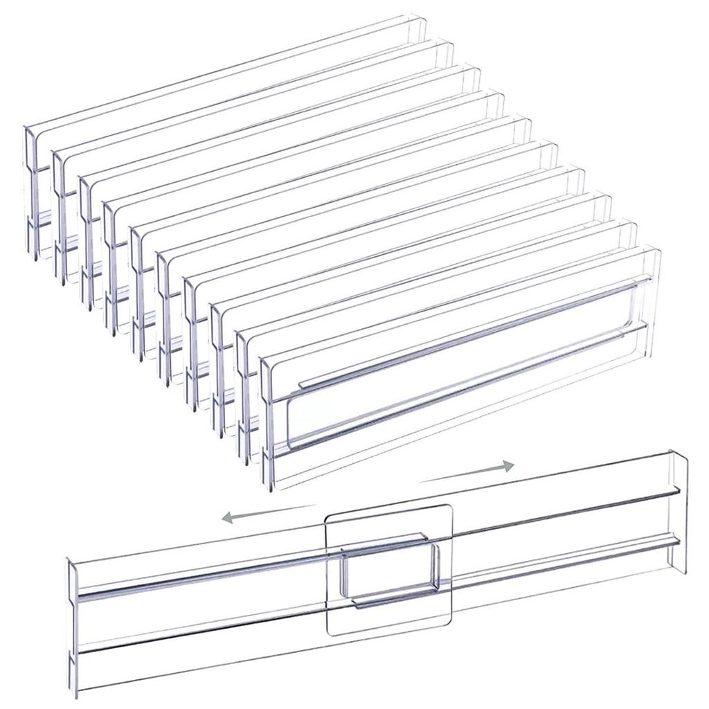 Transparent Retractable Drawer Dividers for Clothes, Kitchen, and Office Storage