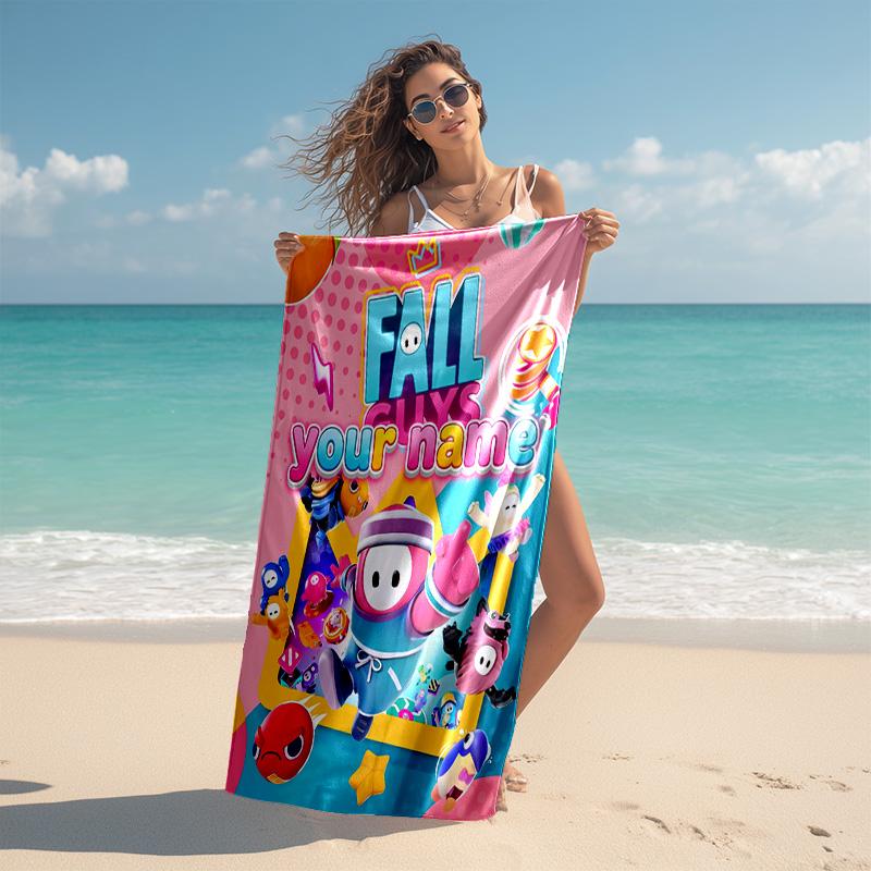 Personalized customized proof beach towel with Game Fall Guys pattern - soft, absorbent,quick-drying,perfect