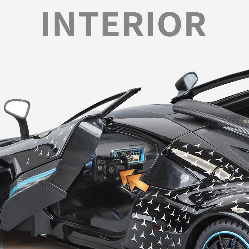 1:18 Mercedes-Benz ONE AMG Supercar Alloy Muscle Car Model Sound and Light Pull Back Children's Toy Collectibles Birthday gift