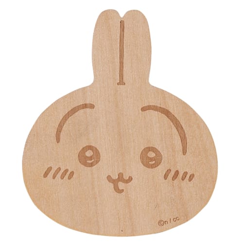 Officially Licensed Chiikawa Wooden Coaster, Approximately 9 X 10 Cm, Rabbit Design, Brown, CKW13-346
