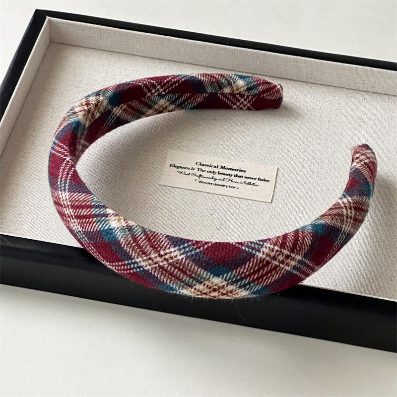 Fashion Women's Plaid Cloth Headbands with Sponge Padding for Ladies And Girls Casual Hair Hoops Accessories