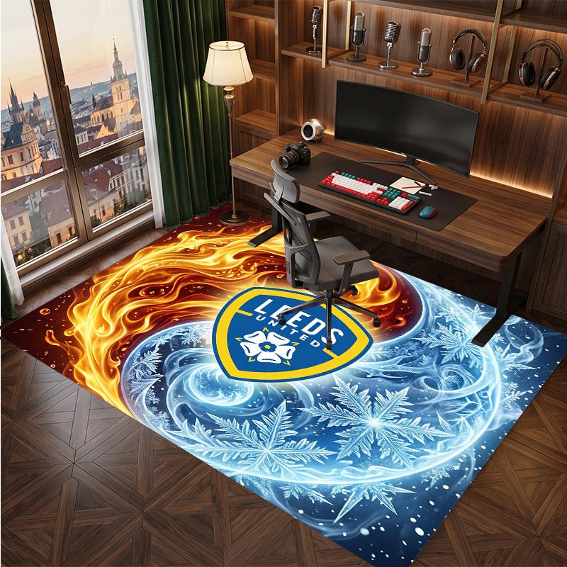 Tappeto in Velluto di Cristallo con Stampa del Leeds United Football, Comodo Assorbente d'Acqua Antiscivolo Tappeto per Pavimenti Interni