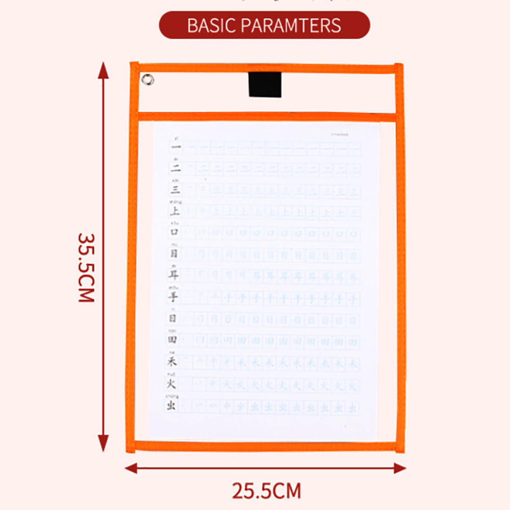 1pcs Random Reusable Dry Erasable Pockets Transparent Write and Wipe Drawing Board Shop Ticket Holder File Storage Bag