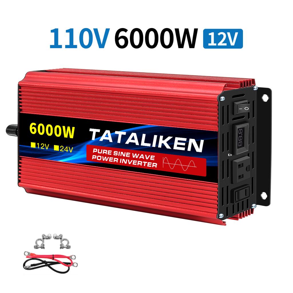 12V To 110V AC Pure Sine Power Inverter 8000W 10000W Power 60HZ Converter Car Accessories Solar With LED And US Socket