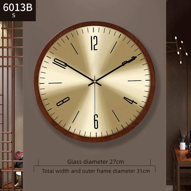 New Chinese Living Room Wall Clock Simple Design Wall Hanging Solid Wood Fashionable Silent Round Bedroom Quartz Clock