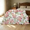 Hemmed Floral Flannel Fleece Throw Blanket Soft Cozy, Warm Breathable, Perfect for Home Bedroom Sofa, Great for Halloween & Christmas Decor