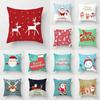 45X45Cm Merry Christmas Cartoon Old Man Elk Print Cushion Cover Home Living Room Sofa Decorative Pillow Cover
