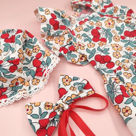 Cute Floral Pet Dress Set for Small Dogs Cats Includes Harness Hat
