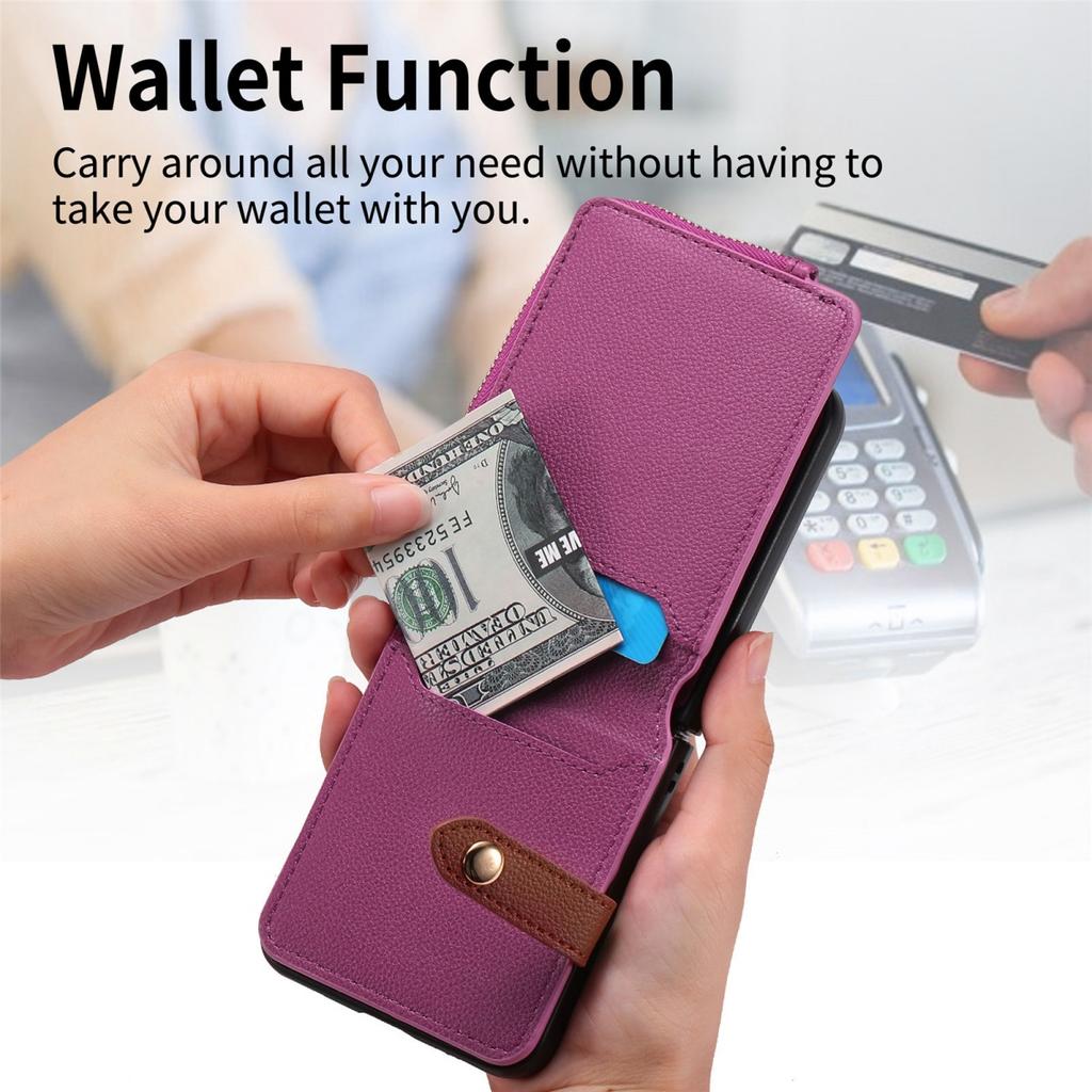 Custodia Portacarte di Lusso per Telefono per Samsung Galaxy Z Flip 8 7 6 5 4 3 5G Flip8 Flip7FE Portafoglio Portamonete ad Anello in Pelle PU Cover Rigida