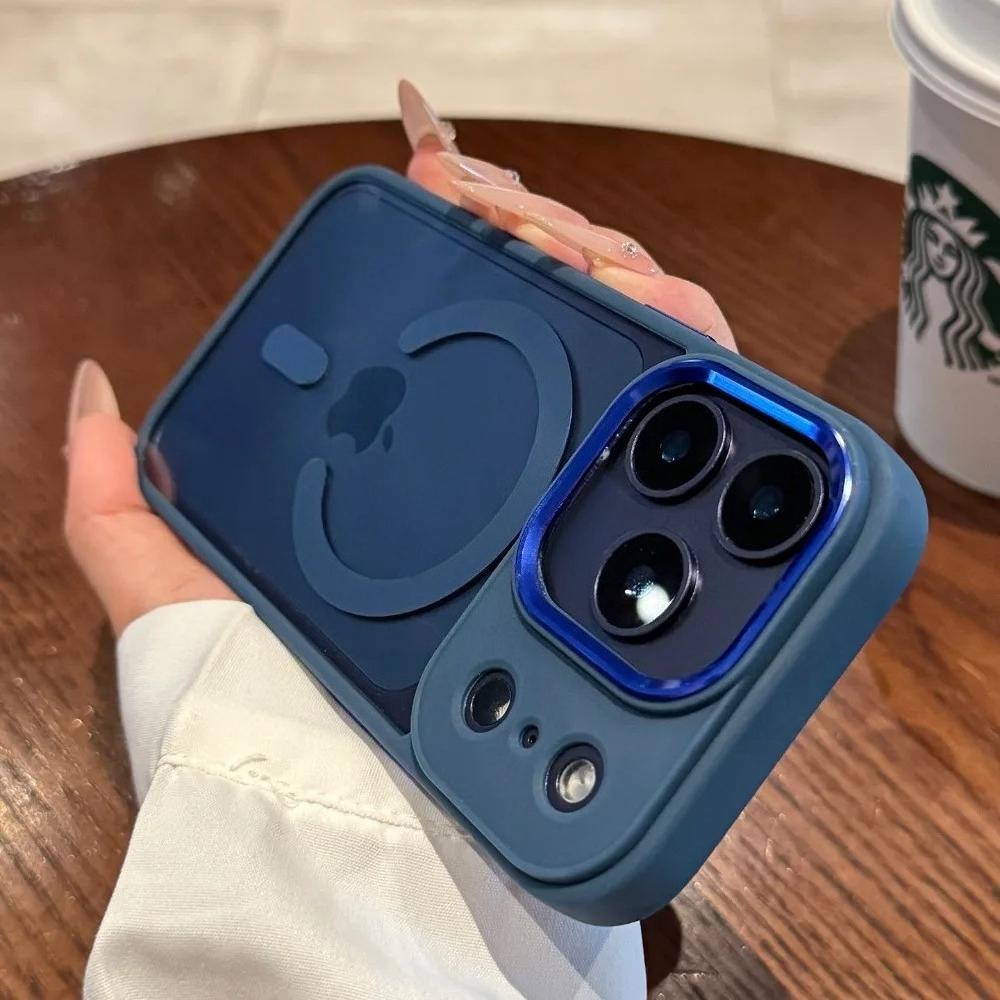 New Transparent Magnetic Phone Case for IPhone 17 Air 16 15 14 13 12 17 Pro Max Camera Metal Lens for Magsafe Shockproof Cover