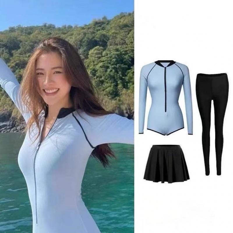 Women's Long Sleeve One-Piece Wetsuit: Sun Protection, Quick-Drying, Slimming for Surfing, Rafting, Snorkeling