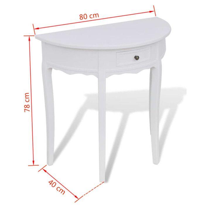 VidaXL Table console avec tiroir Demi-ronde Blanc