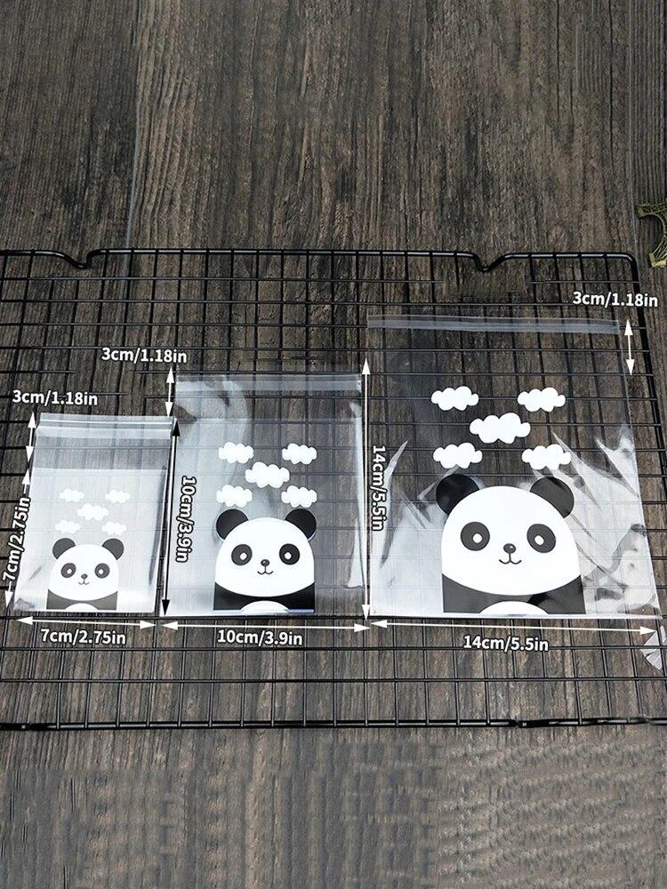100PCS Panda Cartoon Snowflake Crisp Fruit Nougat Cookies Transparent Gift Wrap