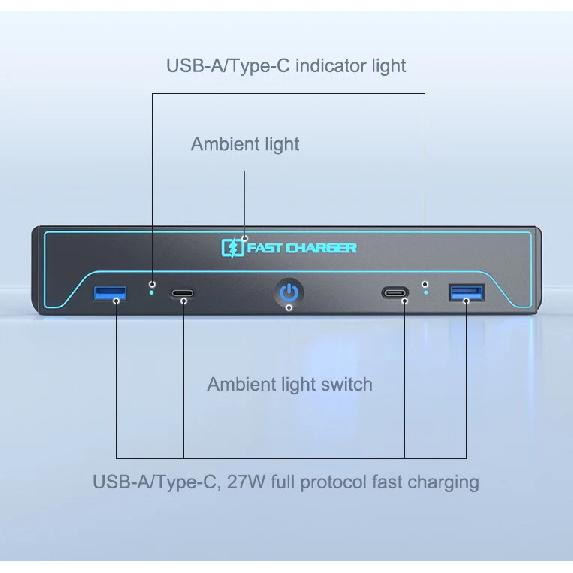 For Tesla Model 3 Highland 2024 Car USB Hub 4-Port 27w Fast Charger Smart Docking Station Adapter Power Shunt Splitter Extension