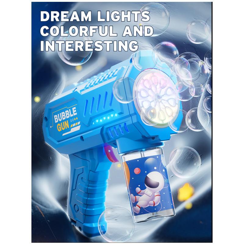 10 Hole Handheld Light Bubble Machine Fully Automatic Electric Bubble Gun Children's Toys Without Battery and Bubble Water