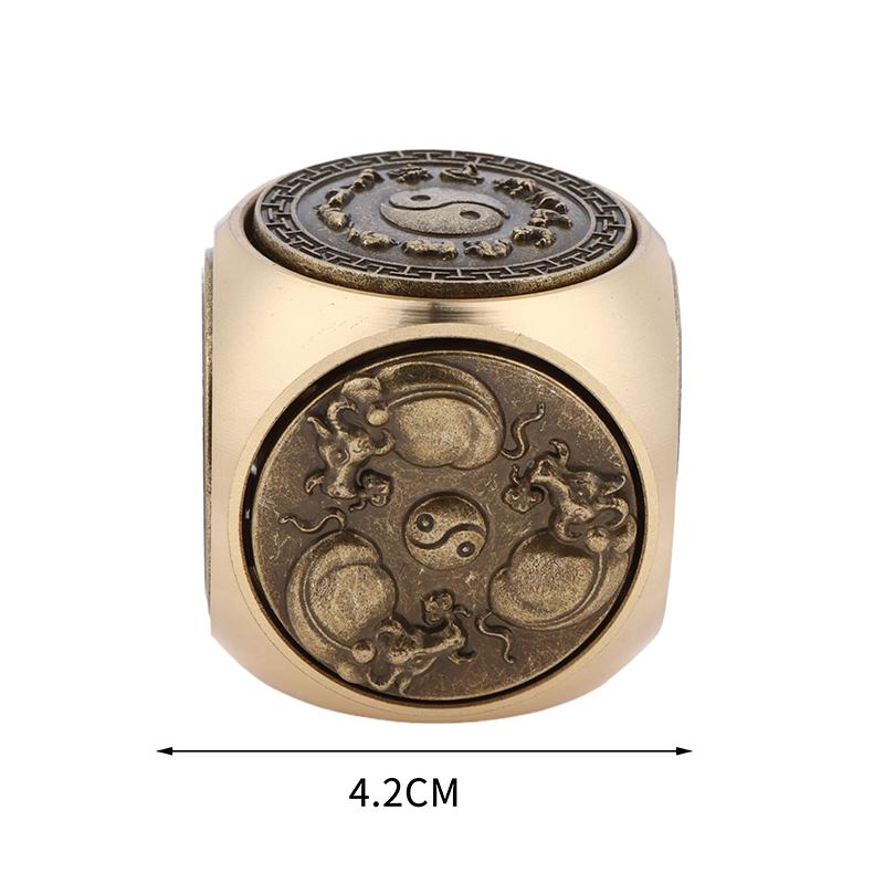 Rotating Six-Faced Chinese Lucky Coin Spinner Toys Crafts Stress Anxiety Relief Sensory Focus Tool For Birthday Christmas Gift