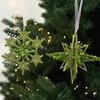 Shatterproof Snowflake Christmas Tree Ornament Glittering Green Acrylic Hanging Decoration Seasonal Accessories
