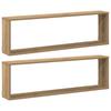 Cube Wall Shelves 2 pcs Artisan Oak Finish 100 x 15 x 30 cm Engineered Wood