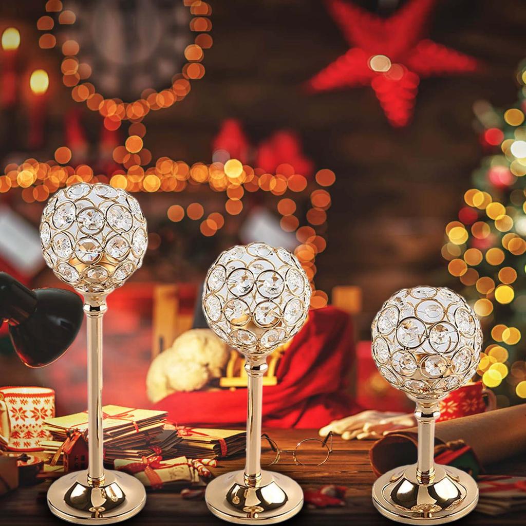 Gold Crystal Votive Candle Holder Dwarf Tealight Candle Holders Small Vintage Candlestick for Table Centerpiece Home D