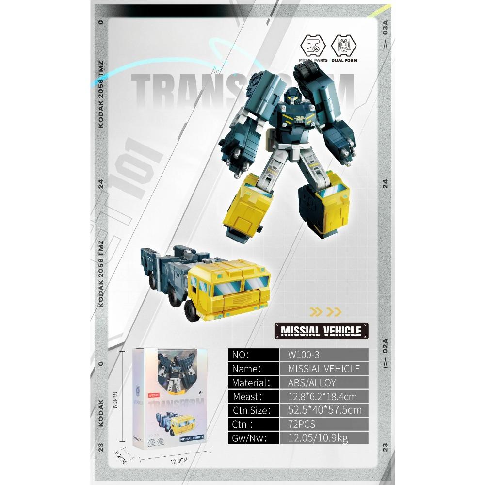 Missile Vehicle Transforming Robot Toy W100-3 72PCS ABS Alloy Dual Form Military Mecha Model with Box English Version
