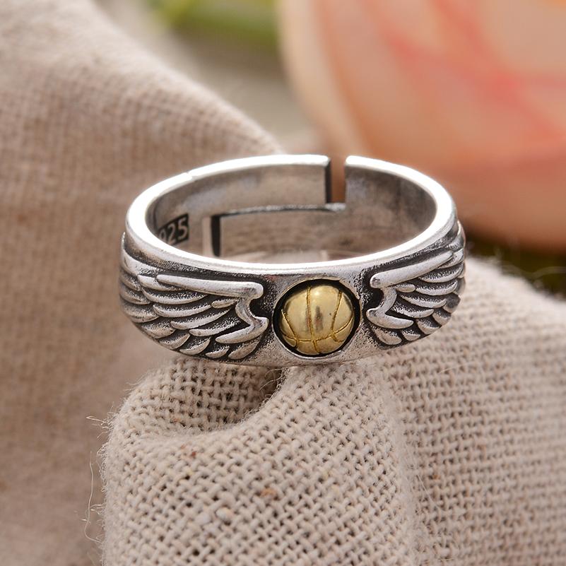 Best Sell Trendy Football Wings Design Retro Thai Silver Unisex Ring Hand Jewellery Accessories For Women Man Gifts