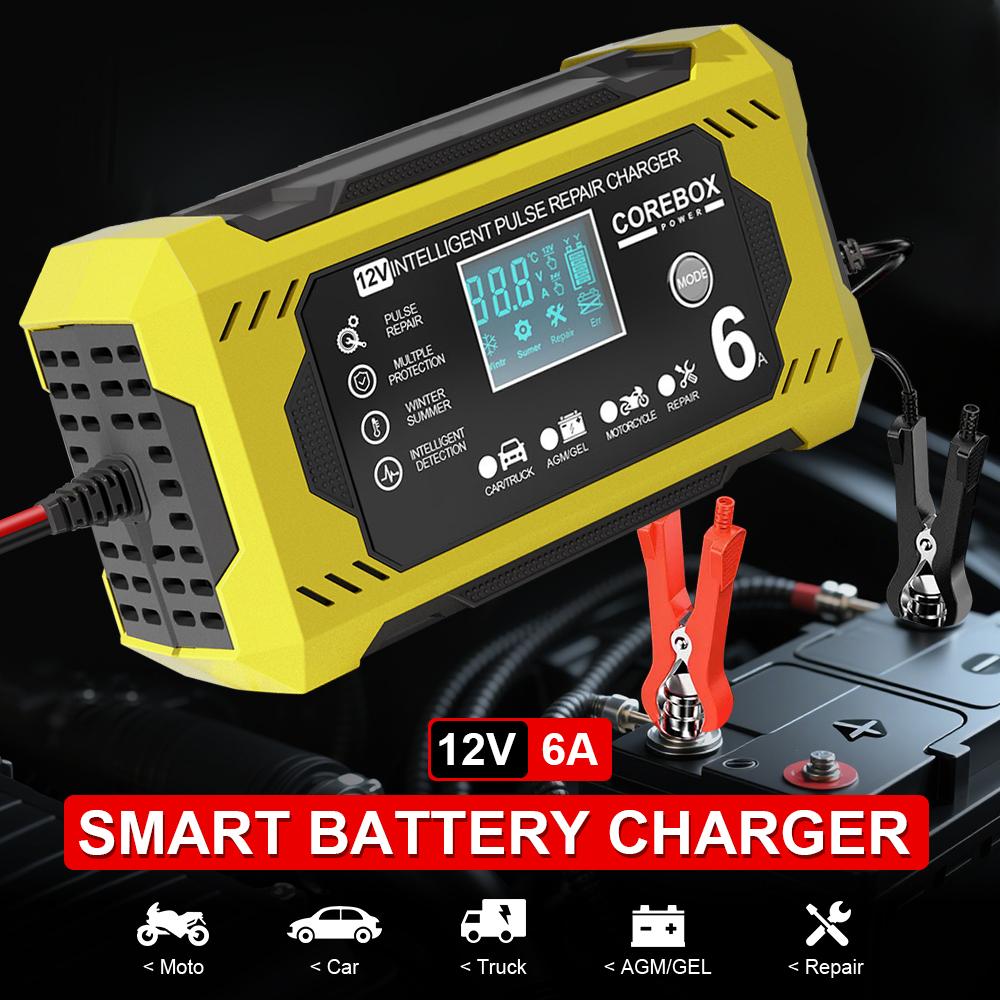 6A 12V RV Caravan Battery Chargers Universal for Storage Batteries Maintance Intelligent Pulse Repair Car Battery Charger Device