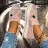 Platform Loafers Women Summer Mesh Breathable Mesh New Rhinestone Pearl Heighten Slip-On Pink Single Shoes