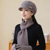 Old Lady Rabbit Fur Warm Knitted Hat Female Mother Plus Fleece Basin Hat Grandma Wind and Cold Scarf Glove Hat