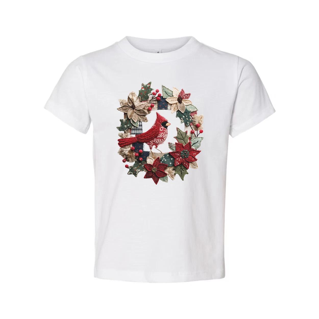 Unisex Christmas T Shirt Featuring Red Cardinal In A Festive Holly And Poinsetti 3XL