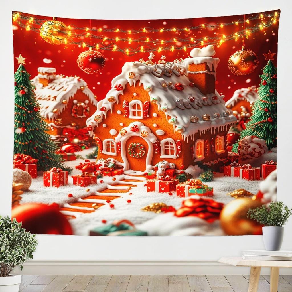 Christmas Tapestry New Year Background Wall Hanging Decoration Fireplace Stockings Gifts Hanging Cloth
