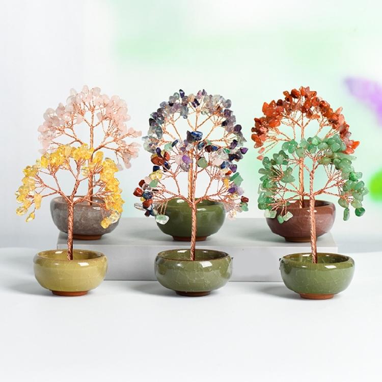 Gemstones Bonsais Tree Miniature Crystal Money Tree Ornament for Fengshuis Enthusiasts Seek Wealth and Positive Energy