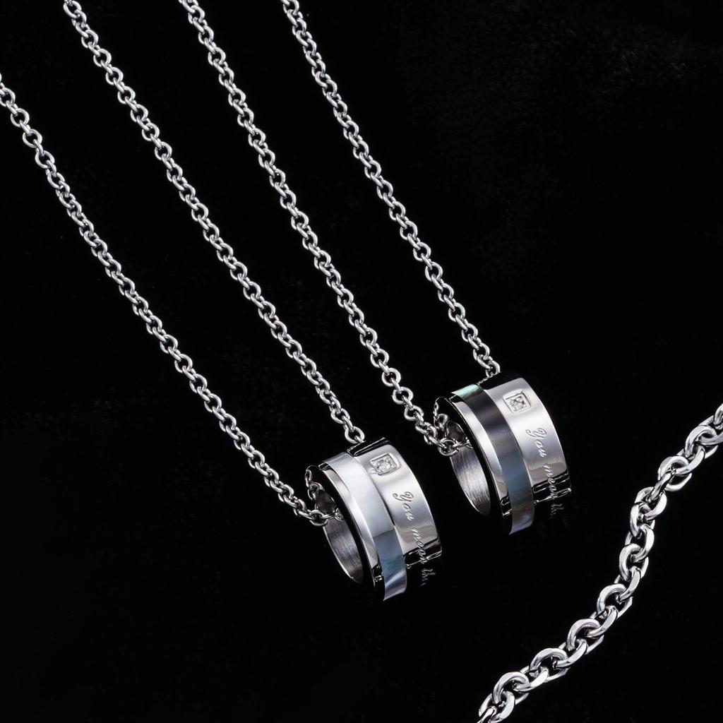 Pair Necklace Pendant Allergy Free Surgical Stainless Steel 316L Shell Message White Black [White Clover] & 4SUP066WH&4SUP066BK