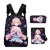 Classic Beyond the Boundary 3D Print 3pcs/Set pupil School Bags Laptop Daypack Backpack Inclined shoulder bag Pencil Case