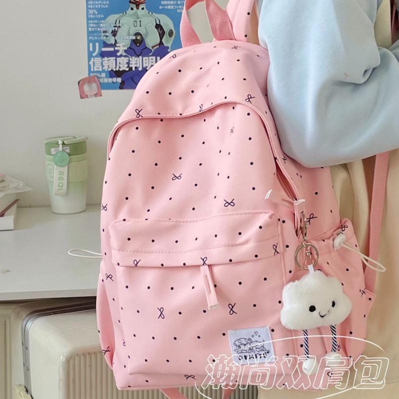Schoolbag Schoolbag Junior High School Girls Girl Heart Polka Dot Bow Versatile High Value Primary School Students Backpack Women's New Models