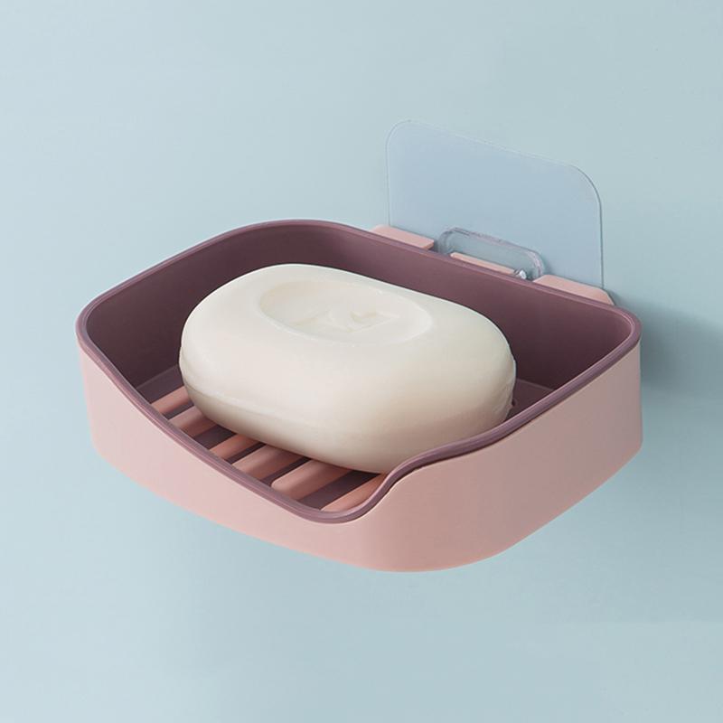 

Держатель для мыла Набор аксессуаров для ванной комнаты Сливная полка Мыльница Настенная двухслойная подставка для мыла Стеллаж для хранения губки для мыла