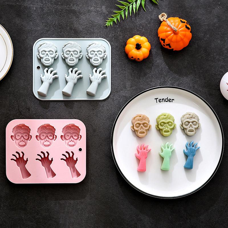 Halloween Baking Molds Fingers Death Human Heart Brain Silicone Molds Chocolate Candy Pudding Mold Ice Tray Cake Decor