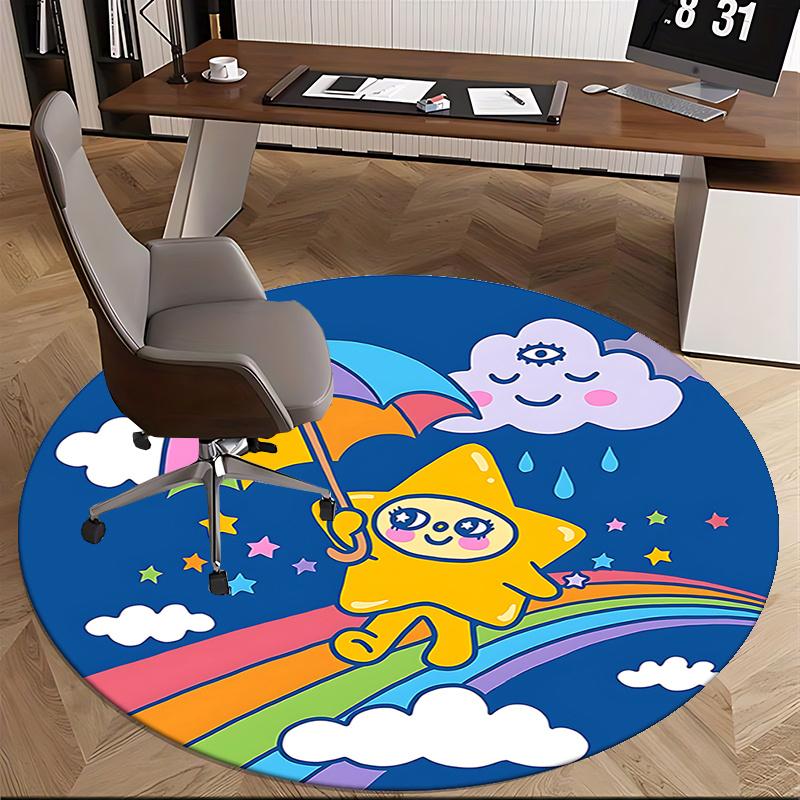 

Rainbow Star Chair Mat - Round Carpet for Home Decor, Office Use, Living Room, Bedroom, Gift Idea0488b 80cm by 80cm