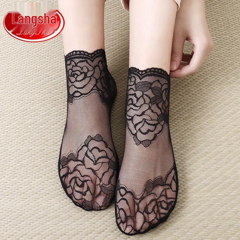 

Женские короткие носки LangSha с кружевом и хлопковым низом - 5 пар